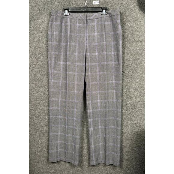 Le Suit Gray Purple Plaid Dress Pants Womens 16 Straight Leg High Rise Casual - Picture 1 of 8